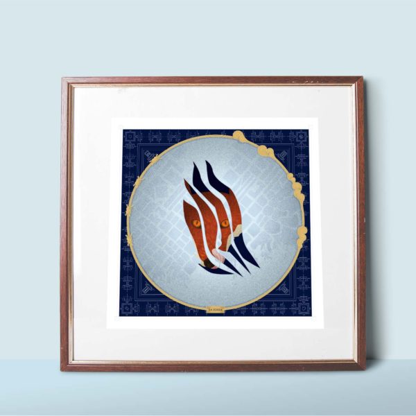 Ilustración 40x40cm de La Zorra para el proyecta Cráteres