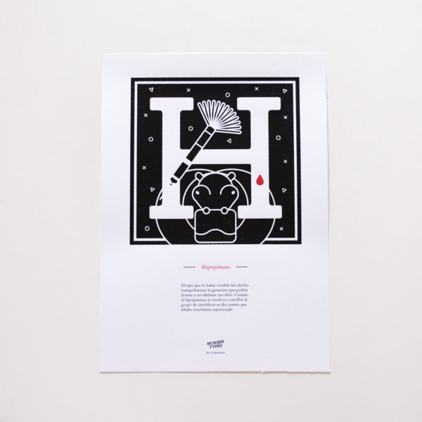 Lámina letra H - Proyecto de autoedición en serigrafía Murder Types