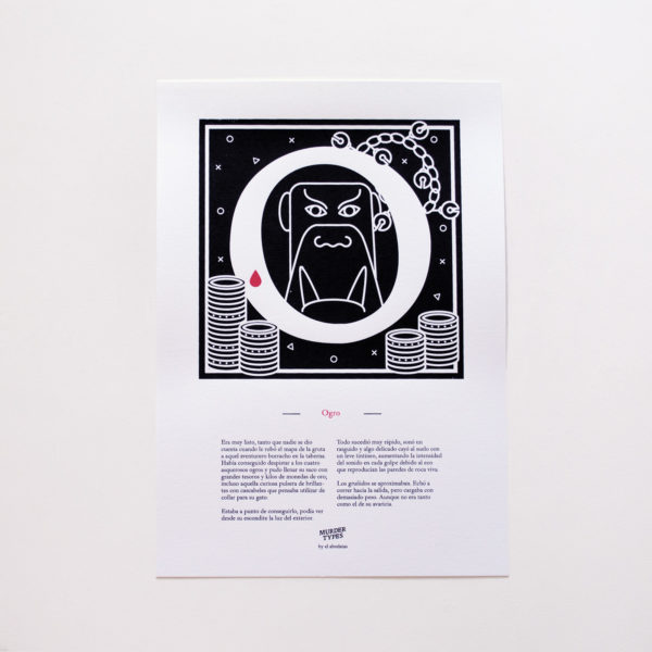 Lámina letra O - Proyecto de autoedición en serigrafía Murder Types